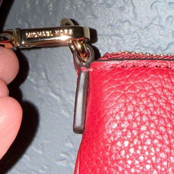 Michael Kors Jet Set Small Pebbled Leather Convertible Wristlet Cherry Red - Picture 6 of 8